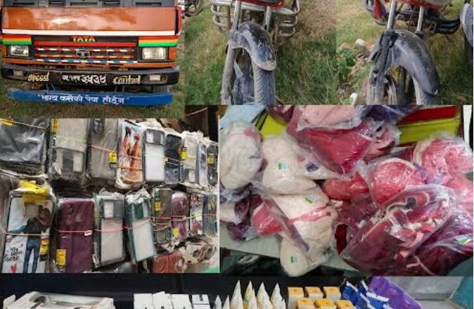 अवैध सामान बोक्ने ट्रक र मोटरसाइकल प्रहरीको नियन्त्रणमा